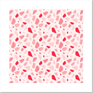 Pink and Red Terrazzo Pattern Posters and Art